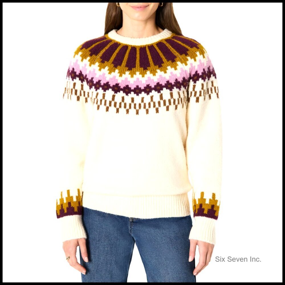 Oversized Fair Isle Pullover Sweater Heavyweight Cozy Y2K Chic Minimal